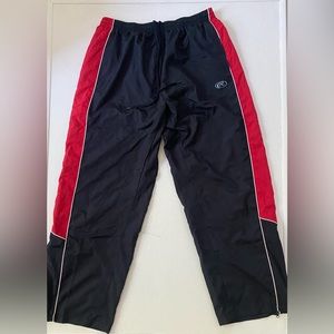 black and red track pants